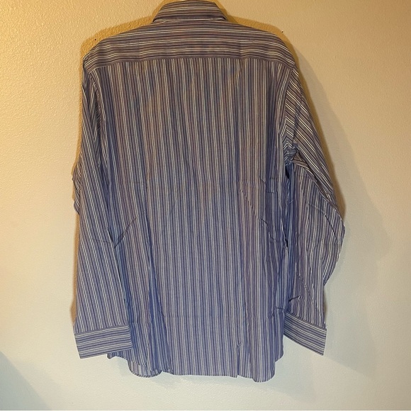Marc Anthony NWT Men's Blue Striped Shirt slim fit. Size 16.5. 34-35 sleeve. - Picture 2 of 6